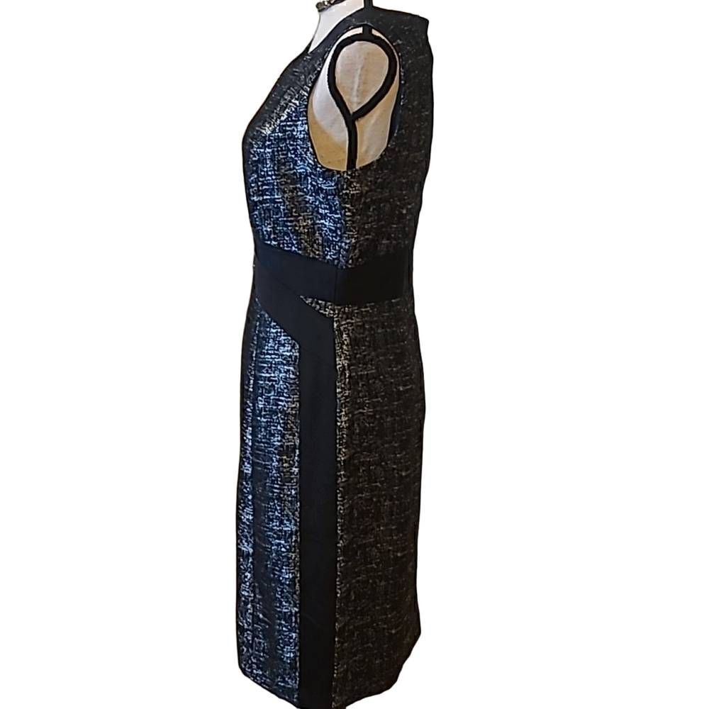 Chetta B sz 10 Black Silver Threaded Metallic Pencil Dress